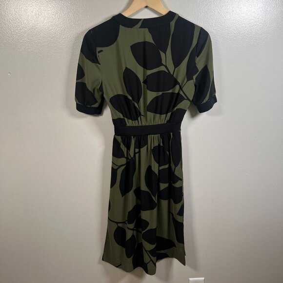 Ted Baker Telavee Maple Leaf Dress Size 0 US 0-2 Green Work Career Office - Picture 3 of 12